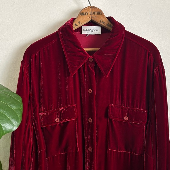 90's Cranberry Velvet Shirt - Picture 5 of 8